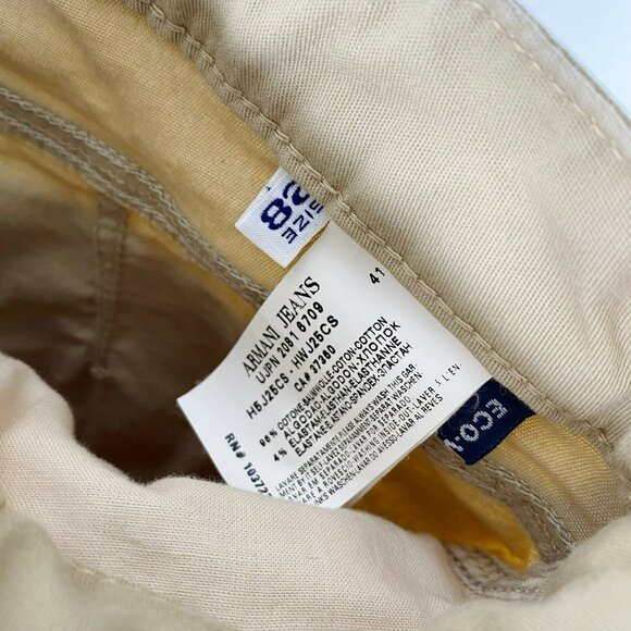 Armani Jeans Womens Size 28 Khaki Tan Boot Cut Cotton Pants High Rise Y2K - Picture 6 of 6